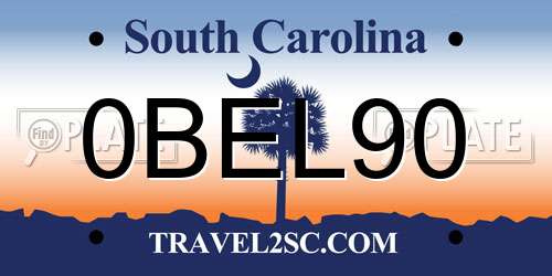 0BEL90 South Carolina License Plate