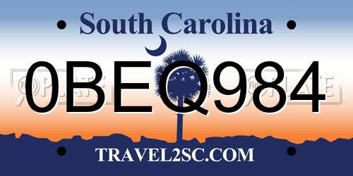 0BEQ984 South Carolina License Plate
