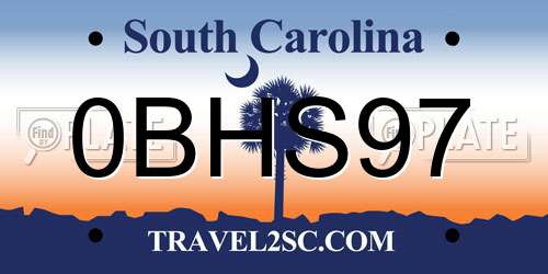 0BHS97 South Carolina License Plate