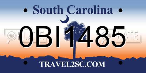 0BI1485 South Carolina License Plate