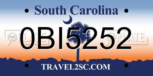 0BI5252 South Carolina License Plate