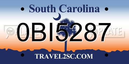 0BI5287 South Carolina License Plate