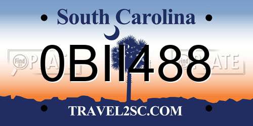 0BII488 South Carolina License Plate