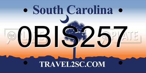 0BIS257 South Carolina License Plate