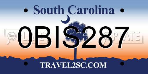 0BIS287 South Carolina License Plate