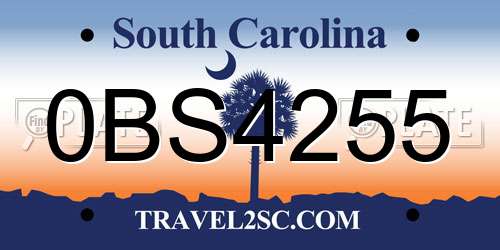0BS4255 South Carolina License Plate