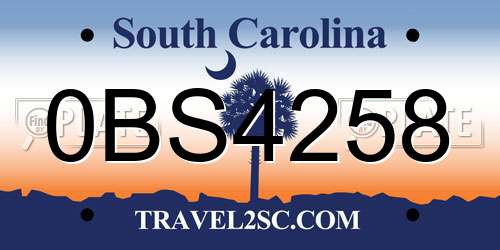 0BS4258 South Carolina License Plate