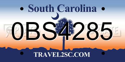 0BS4285 South Carolina License Plate