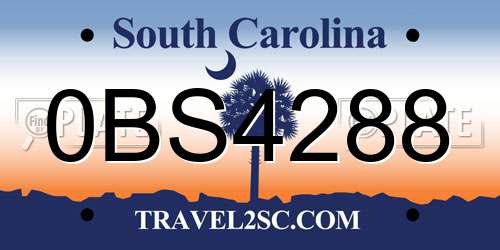 0BS4288 South Carolina License Plate