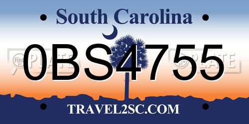 0BS4755 South Carolina License Plate
