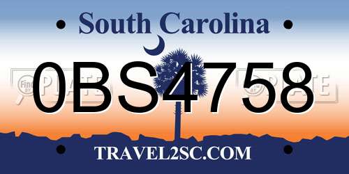 0BS4758 South Carolina License Plate