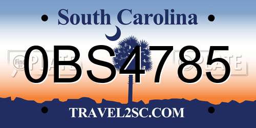 0BS4785 South Carolina License Plate