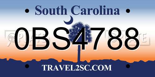 0BS4788 South Carolina License Plate