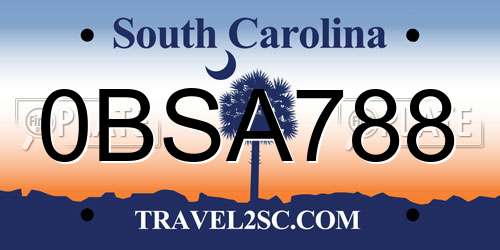 0BSA788 South Carolina License Plate