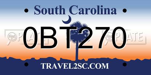 0BT270 South Carolina License Plate