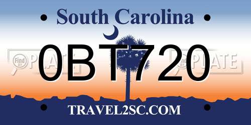 0BT720 South Carolina License Plate