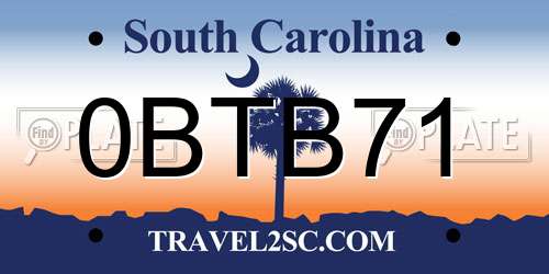 0BTB71 South Carolina License Plate