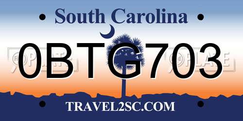 0BTG703 South Carolina License Plate