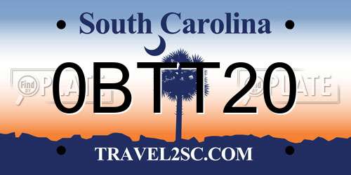 0BTT20 South Carolina License Plate