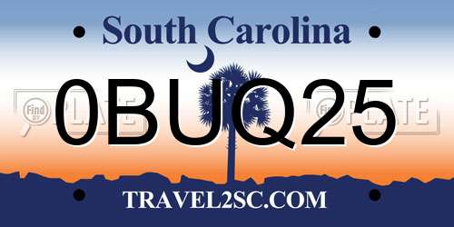 0BUQ25 South Carolina License Plate