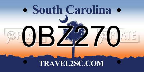 0BZ270 South Carolina License Plate