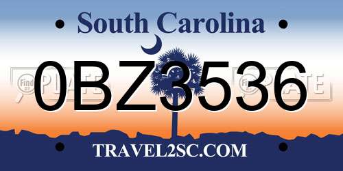 0BZ3536 South Carolina License Plate