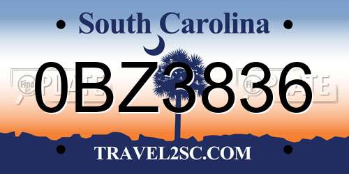 0BZ3836 South Carolina License Plate