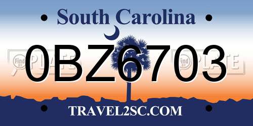 0BZ6703 South Carolina License Plate