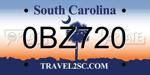 0BZ720 South Carolina License Plate