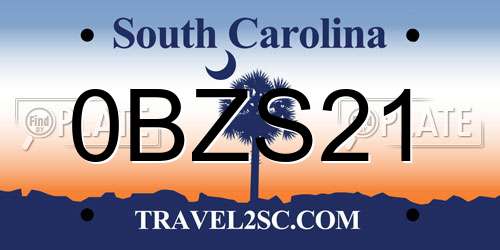 0BZS21 South Carolina License Plate