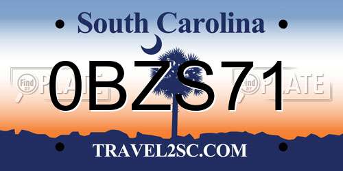 0BZS71 South Carolina License Plate