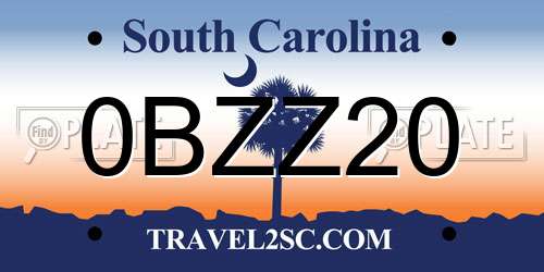 0BZZ20 South Carolina License Plate