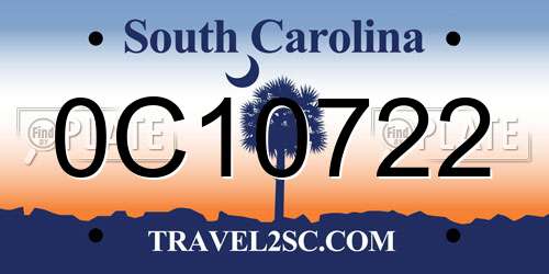 0C10722 South Carolina License Plate
