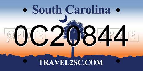0C20844 South Carolina License Plate