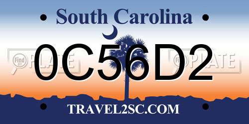 0C56D2 South Carolina License Plate