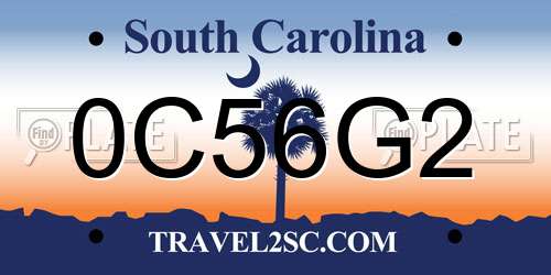 0C56G2 South Carolina License Plate