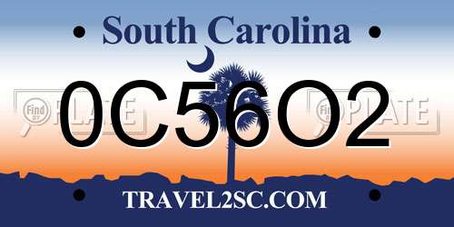 0C56O2 South Carolina License Plate