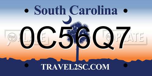 0C56Q7 South Carolina License Plate