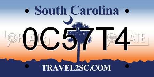 0C57T4 South Carolina License Plate