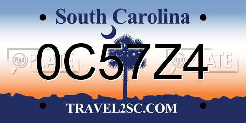 0C57Z4 South Carolina License Plate