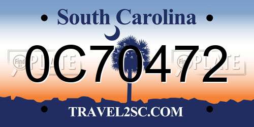 0C70472 South Carolina License Plate