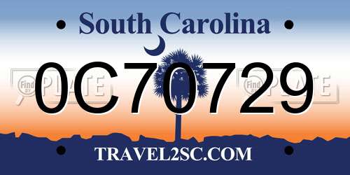 0C70729 South Carolina License Plate