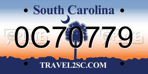 0C70779 South Carolina License Plate