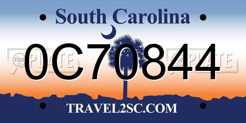 0C70844 South Carolina License Plate