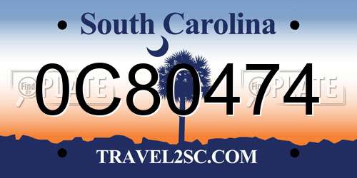 0C80474 South Carolina License Plate