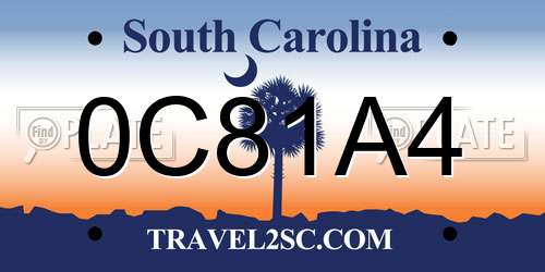 0C81A4 South Carolina License Plate