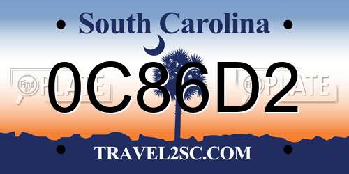 0C86D2 South Carolina License Plate