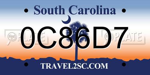 0C86D7 South Carolina License Plate