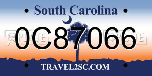 0C87066 South Carolina License Plate