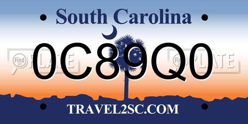 0C89Q0 South Carolina License Plate